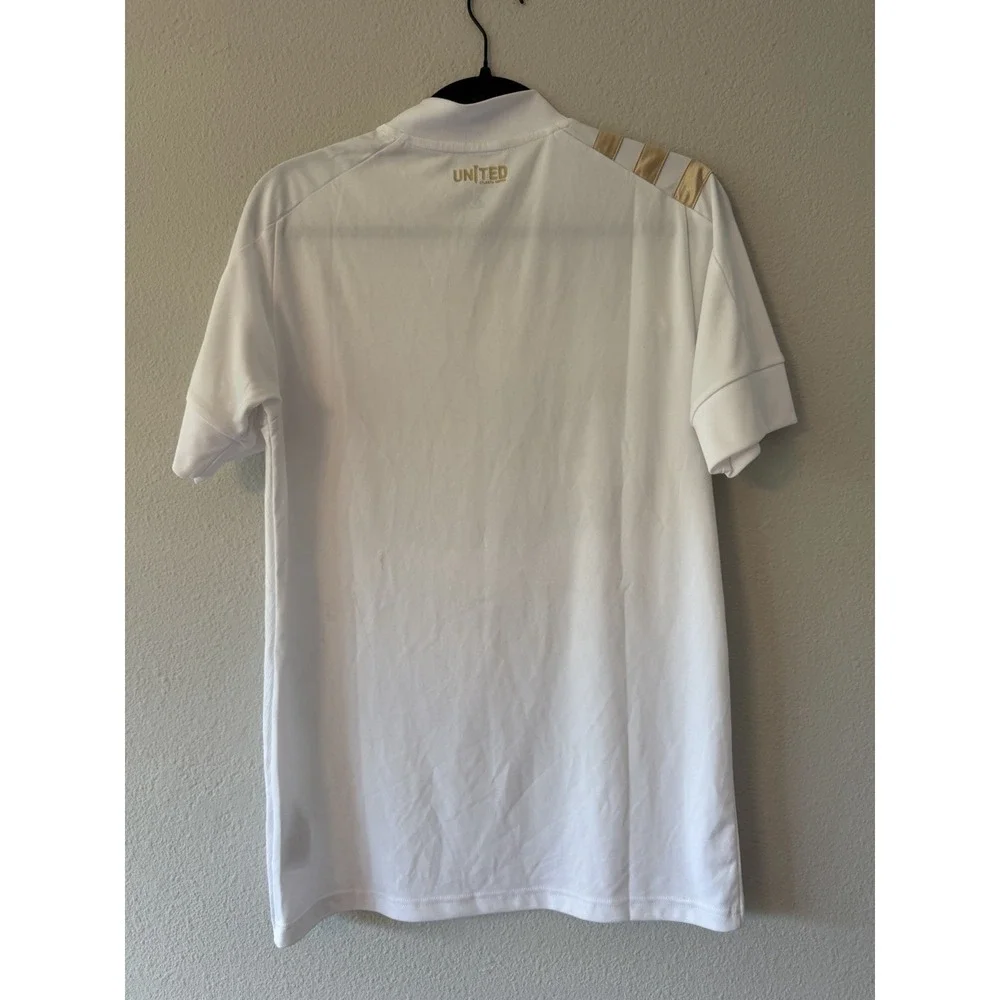 Atlanta United FC Soccer Jersey Men's Small White Gold Short Sleeve Adidas